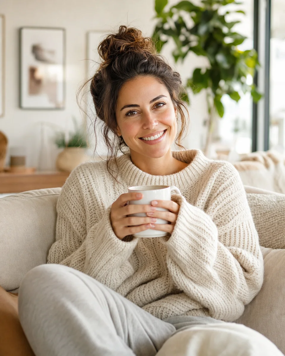 Woman with strong healthy hair smiling